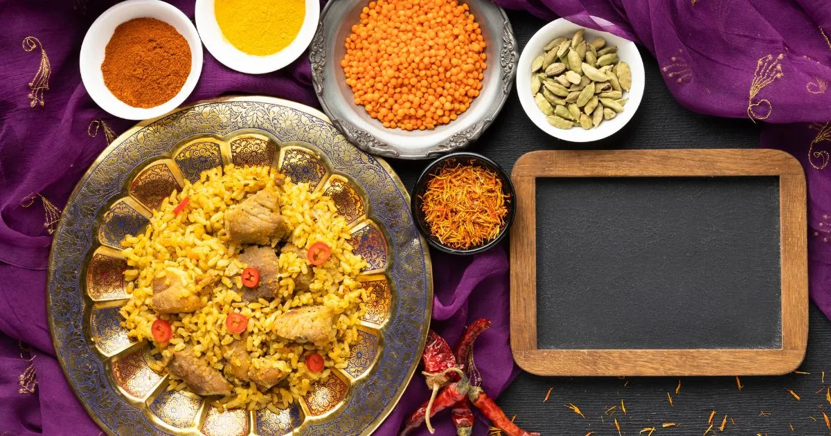 A colorful assortment of Indian dishes displayed on a purple cloth, showcasing various Indian dinner ideas.