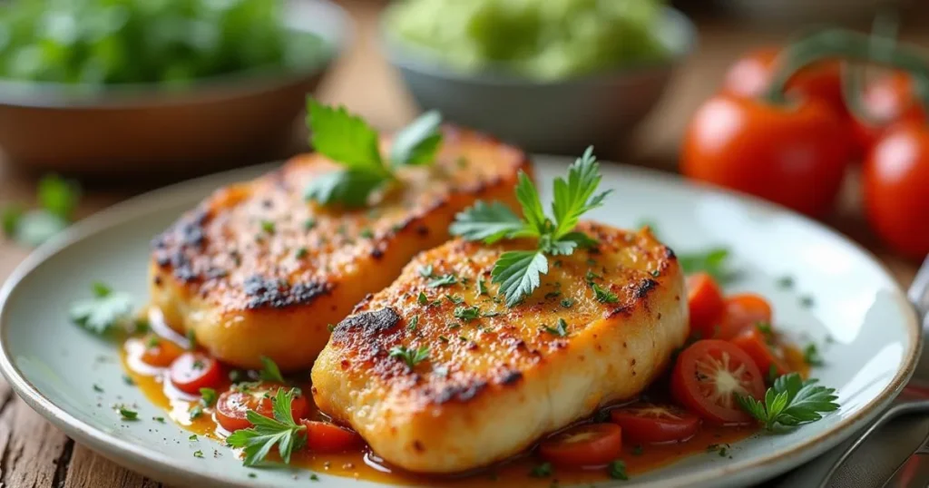 Delicious oven-baked fish fillets with cherry tomatoes and herbs, a perfect example of healthy and flavorful ideas for an oven baked dinner