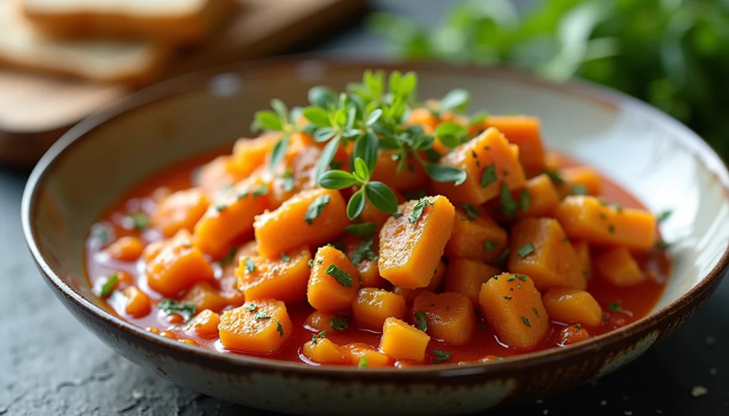 Delicious Keto Recipes dish featuring tender vegetables cooked in a rich tomato sauce, garnished with fresh herbs for a flavorful low-carb meal